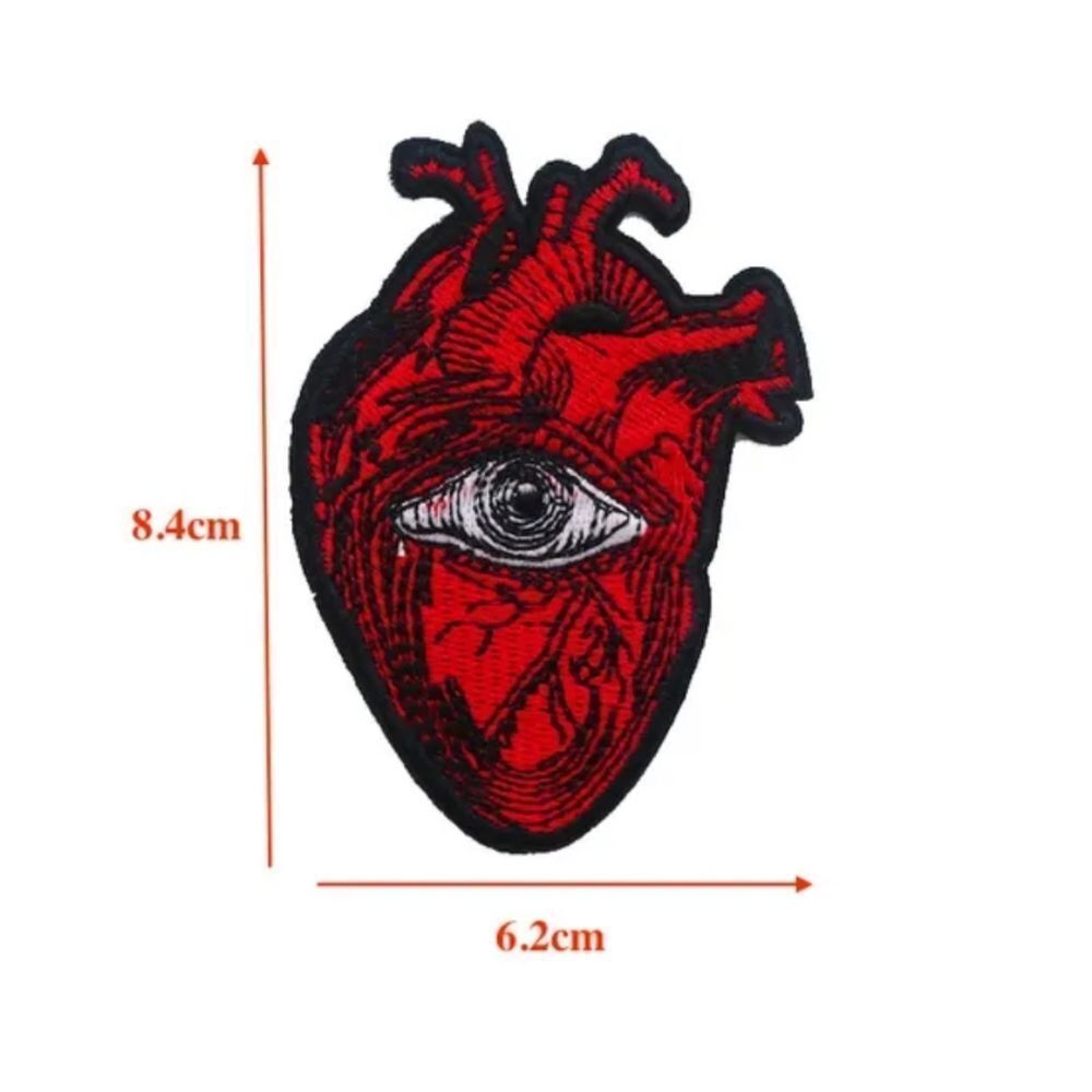NWOT Iron On Embroidered Heart with an Eye Applique